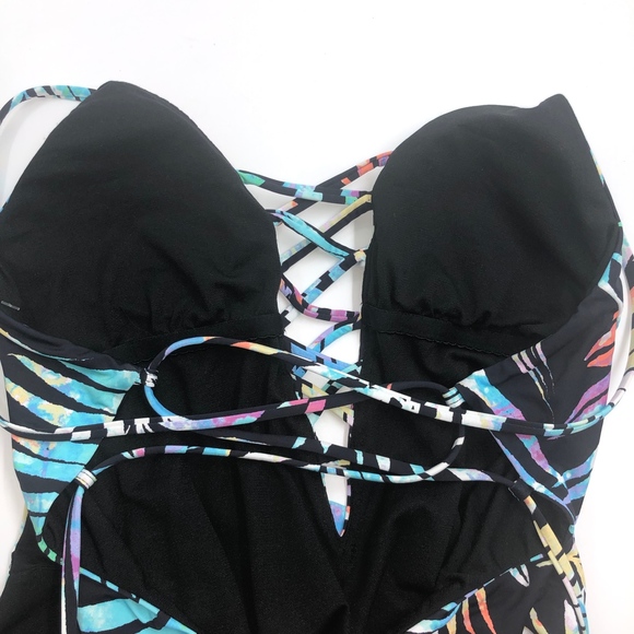 Bar III Swimsuit Small One Piece Tie Dye Lace Up - Picture 6 of 7